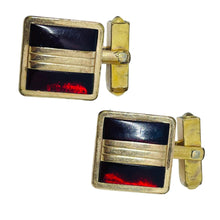 Load image into Gallery viewer, Vintage SWANK signed 10k gp gold plated red glass designer cufflinks
