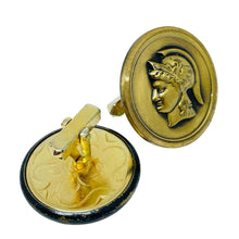 Load image into Gallery viewer, Vintage SWANK signed gold tone Roman soldier designer cufflinks
