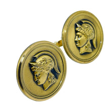 Load image into Gallery viewer, Vintage SWANK signed gold tone Roman soldier designer cufflinks
