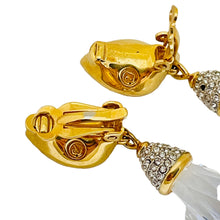 Load image into Gallery viewer, Vintage SWAROVSKI gold crystal designer runway clip on earrings
