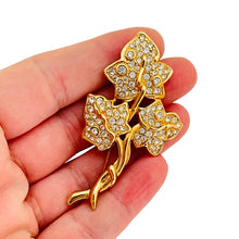 Load image into Gallery viewer, Vintage SWAROVSKI gold crystal flower brooch
