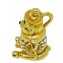 Load image into Gallery viewer, Vintage SWAROVSKI signed gold plated crystal mouse designer pendant necklace
