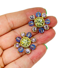 Load image into Gallery viewer, Vintage SWAROVSKI swan gold plated crystals flowers designer pierced earrings
