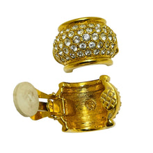 Load image into Gallery viewer, Vintage SWAROVSKI swan signed gold plated crystals designer clip on earrings
