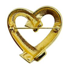 Load image into Gallery viewer, Vintage SWAROVSKI swan signed gold plated crystals heart designer brooch
