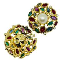 Load image into Gallery viewer, Vintage SWAROVSKI swan signed gold plated crystals pearls designer earrings
