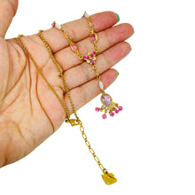 Load image into Gallery viewer, Vintage SWAROVSKI swan signed gold plated pink purple crystal designer necklace
