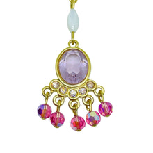 Load image into Gallery viewer, Vintage SWAROVSKI swan signed gold plated pink purple crystal designer necklace
