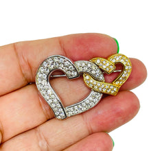 Load image into Gallery viewer, Vintage SWAROVSKI swan signed gold silver plated crystals hearts designer brooch
