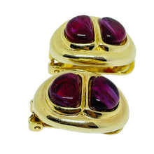 Load image into Gallery viewer, Vintage TJM Usa signed gold red glass gemstones massive designer clip earrings
