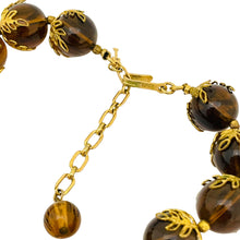 Load image into Gallery viewer, Vintage TRIFARI crown gold faux amber designer runway necklace
