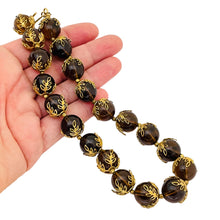 Load image into Gallery viewer, Vintage TRIFARI crown gold faux amber designer runway necklace
