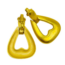 Load image into Gallery viewer, Vintage TRIFARI crown matte gold designer runway clip on earrings
