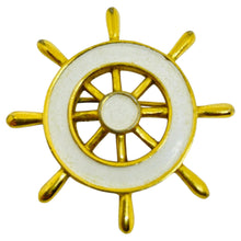 Load image into Gallery viewer, Vintage TRIFARI crown signed gold tone enamel nautical designer brooch
