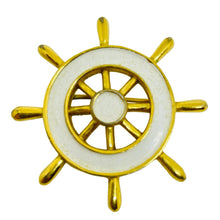 Load image into Gallery viewer, Vintage TRIFARI crown signed gold tone enamel nautical designer brooch
