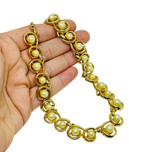 Load image into Gallery viewer, Vintage TRIFARI crown signed gold tone pearl designer necklace
