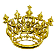 Load image into Gallery viewer, Vintage TRIFARI signed gold tone crown royal jewel rhinestone designer brooch
