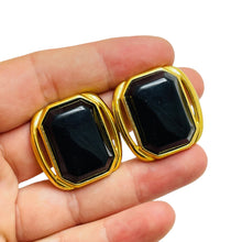 Load image into Gallery viewer, Vintage TRIFARI signed gold tone glass designer clip on earrings
