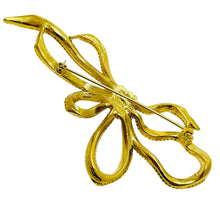 Load image into Gallery viewer, Vintage TRIFARI signed vintage gold tone bow designer brooch
