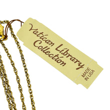 Load image into Gallery viewer, Vintage VATICAN LIBRARY COLLECTION gold tone sapphire cz cross chain necklace
