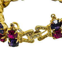 Load image into Gallery viewer, Vintage WEISS signed gold tone pink purple rhinestones designer bracelet
