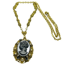 Load image into Gallery viewer, Vintage WESTERN GERMANY gold tone cameo necklace
