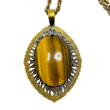 Load image into Gallery viewer, Vintage WESTERN GERMANY gold tone tiger eye designer pendant chain necklace
