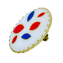Load image into Gallery viewer, Vintage WEST GERMANY signed gold tone painted glass stone designer brooch
