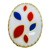 Load image into Gallery viewer, Vintage WEST GERMANY signed gold tone painted glass stone designer brooch
