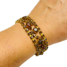 Load image into Gallery viewer, Vintage amber glass gold link designer bracelet

