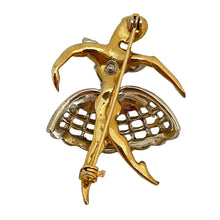 Load image into Gallery viewer, Vintage ballerina gold rhinestones designer brooch
