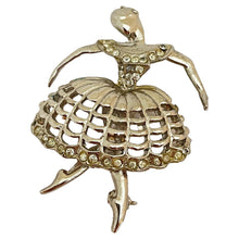 Load image into Gallery viewer, Vintage ballerina silver rhinestones designer brooch

