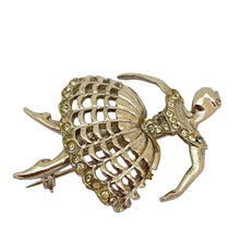 Load image into Gallery viewer, Vintage ballerina silver rhinestones designer brooch
