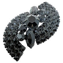 Load image into Gallery viewer, Vintage black metal navette rhinestones designer brooch
