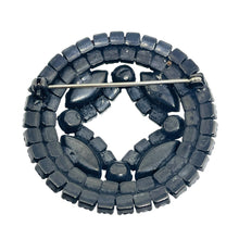 Load image into Gallery viewer, Vintage black tone rhinestone designer brooch

