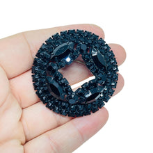 Load image into Gallery viewer, Vintage black tone rhinestone designer brooch
