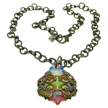 Load image into Gallery viewer, Vintage bronze gold chain aurora crystal pendant massive designer necklace
