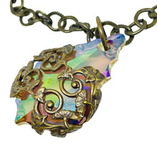 Load image into Gallery viewer, Vintage bronze gold chain aurora crystal pendant massive designer necklace
