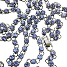 Load image into Gallery viewer, Vintage cross pendant silver purple pink rhinestone long designer necklace
