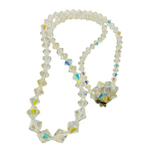 Load image into Gallery viewer, Vintage faceted aurora borealis crystal beaded necklace cluster clasp
