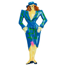 Load image into Gallery viewer, Vintage fashion lady in hat designer brooch
