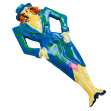 Load image into Gallery viewer, Vintage fashion lady in hat designer brooch

