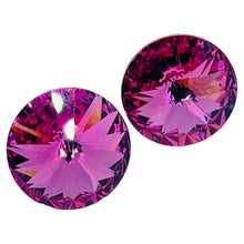 Load image into Gallery viewer, Vintage fuchsia pink rivioli crystal post earrings

