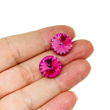 Load image into Gallery viewer, Vintage fuchsia pink rivioli crystal post earrings
