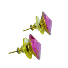 Load image into Gallery viewer, Vintage fuchsia pink rivioli crystal post earrings
