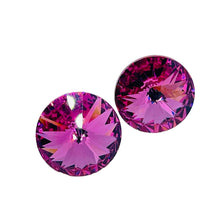 Load image into Gallery viewer, Vintage fuchsia pink rivioli crystal post earrings

