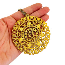 Load image into Gallery viewer, Vintage gold Asian huge pendant chain designer runway necklace
