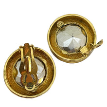 Load image into Gallery viewer, Vintage gold amethyst glass designer runway clip on earrings
