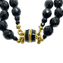 Load image into Gallery viewer, Vintage gold black glass beaded designer necklace

