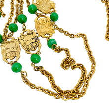 Load image into Gallery viewer, Vintage gold buddha chain glass jade designer runway necklace
